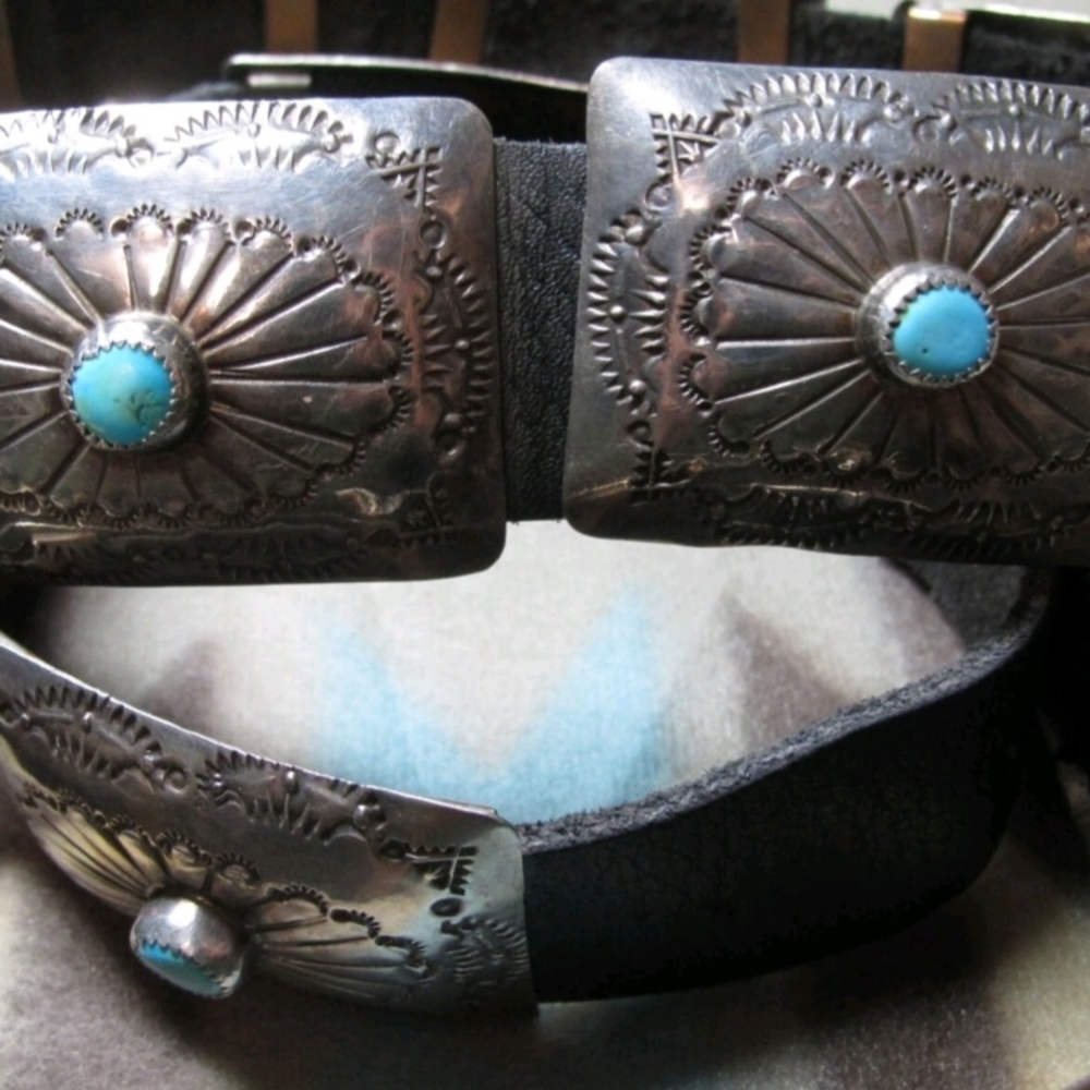Sterling & Turquoise Concho Belt - Picture 3 of 13